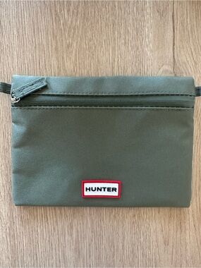 Hunter Olive Zip Pouch with Red Logo Trim